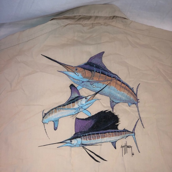 Men’s Guy Harvey Fish SS Casual Button Up Shirt L - Picture 6 of 7